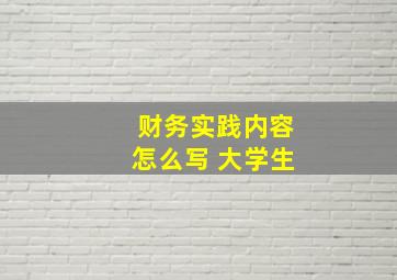 财务实践内容怎么写 大学生